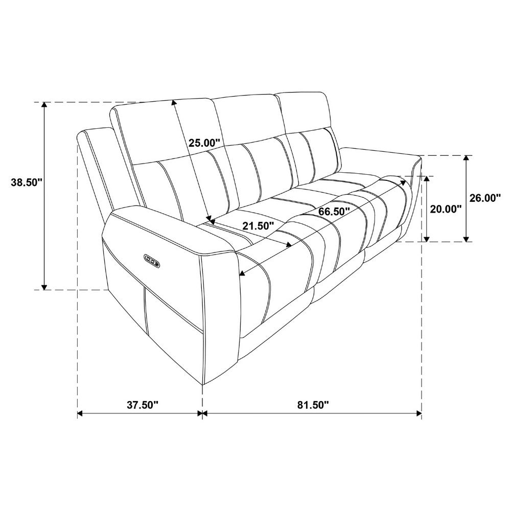 Kenie Power Reclining Sofa with Dual USB Ports | Ivory Chenille Fabric
