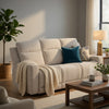 Kenie Power Reclining Sofa with Dual USB Ports | Ivory Chenille Fabric