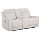 Kenie Power Reclining Loveseat with Console | Ivory Chenille Fabric