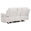 Kenie Power Reclining Loveseat with Console | Ivory Chenille Fabric