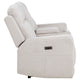 Kenie Power Reclining Loveseat with Console | Ivory Chenille Fabric