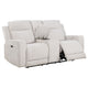 Kenie Power Reclining Loveseat with Console | Ivory Chenille Fabric