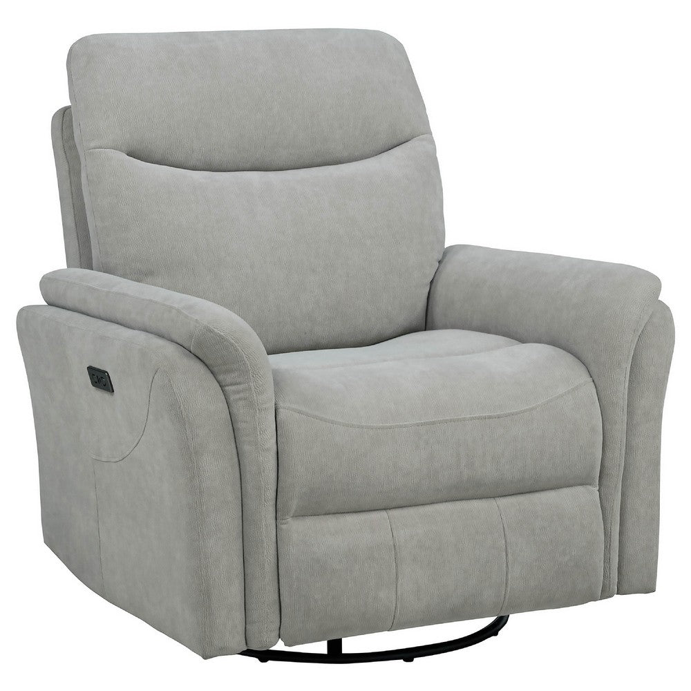 Asley Swivel Power Glider Recliner Chair with USB Ports | Ivory Fabric