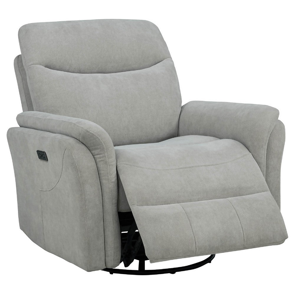Asley Swivel Power Glider Recliner Chair with USB Ports | Ivory Fabric