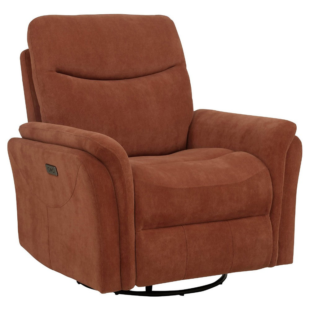 Asley Swivel Power Glider Recliner Chair with USB Ports | Brown Fabric