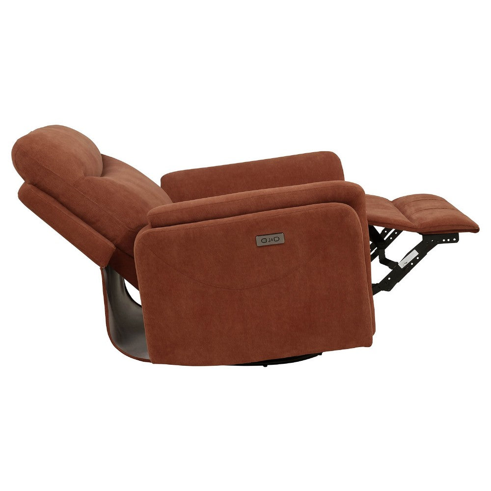 Asley Swivel Power Glider Recliner Chair with USB Ports | Brown Fabric