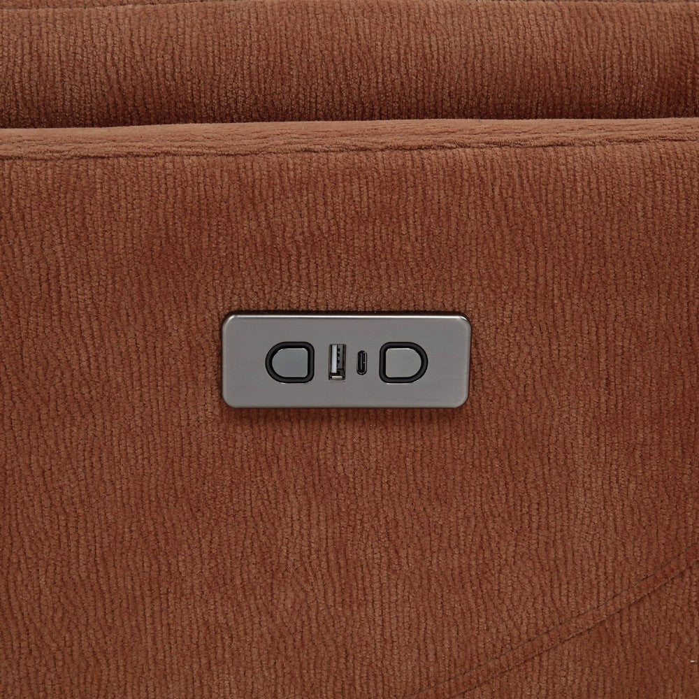 Asley Swivel Power Glider Recliner Chair with USB Ports | Brown Fabric