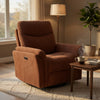 Asley Swivel Power Glider Recliner Chair with USB Ports | Brown Fabric