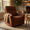 Asley Swivel Power Glider Recliner Chair with USB Ports | Brown Fabric