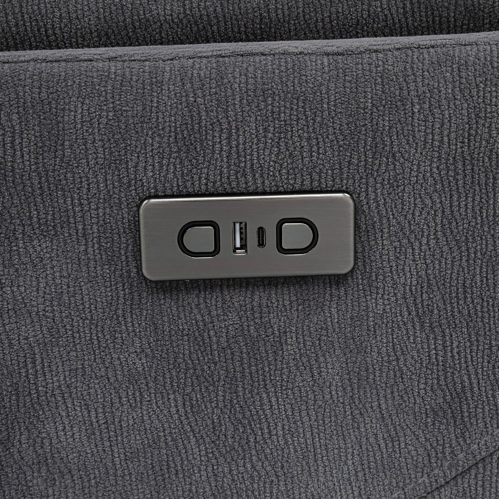 Asley Power Glider Recliner Chair | Swivel Base | USB Ports | Gray Fabric