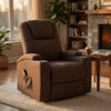 Louis Power Lift Massage Recliner Chair with Cup Holders | Brown Chenille