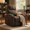 Louis Power Lift Massage Recliner Chair with Cup Holders | Brown Chenille