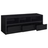 Rutvy TV St& Media Console with 3 Drawers | Open Shelves | Black Wood
