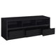 Rutvy TV St& Media Console with 3 Drawers | Open Shelves | Black Wood