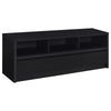 Rutvy TV St& Media Console with 3 Drawers | Open Shelves | Black Wood