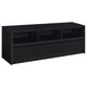 Rutvy TV St& Media Console with 3 Drawers | Open Shelves | Black Wood