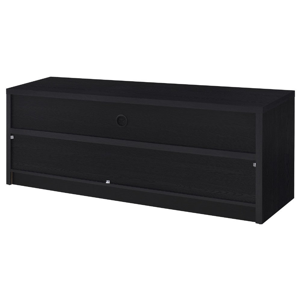 Rutvy TV St& Media Console with 3 Drawers | Open Shelves | Black Wood
