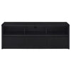 Rutvy TV St& Media Console with 3 Drawers | Open Shelves | Black Wood