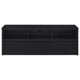 Rutvy TV St& Media Console with 3 Drawers | Open Shelves | Black Wood