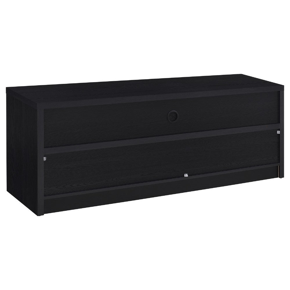 Rutvy TV St& Media Console with 3 Drawers | Open Shelves | Black Wood