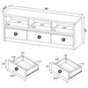 Rutvy TV St& Media Console with 3 Drawers | Open Shelves | Black Wood
