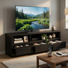 Rutvy TV St& Media Console with 3 Drawers | Open Shelves | Black Wood
