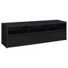 Rutvy TV St& Media Console with Open Shelves | Black Wood 78"