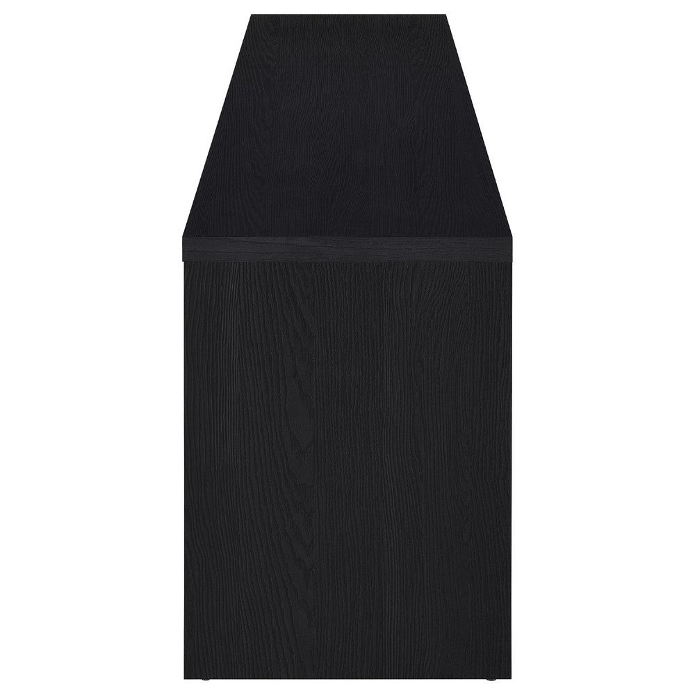 Rutvy TV St& Media Console with Open Shelves | Black Wood 78"