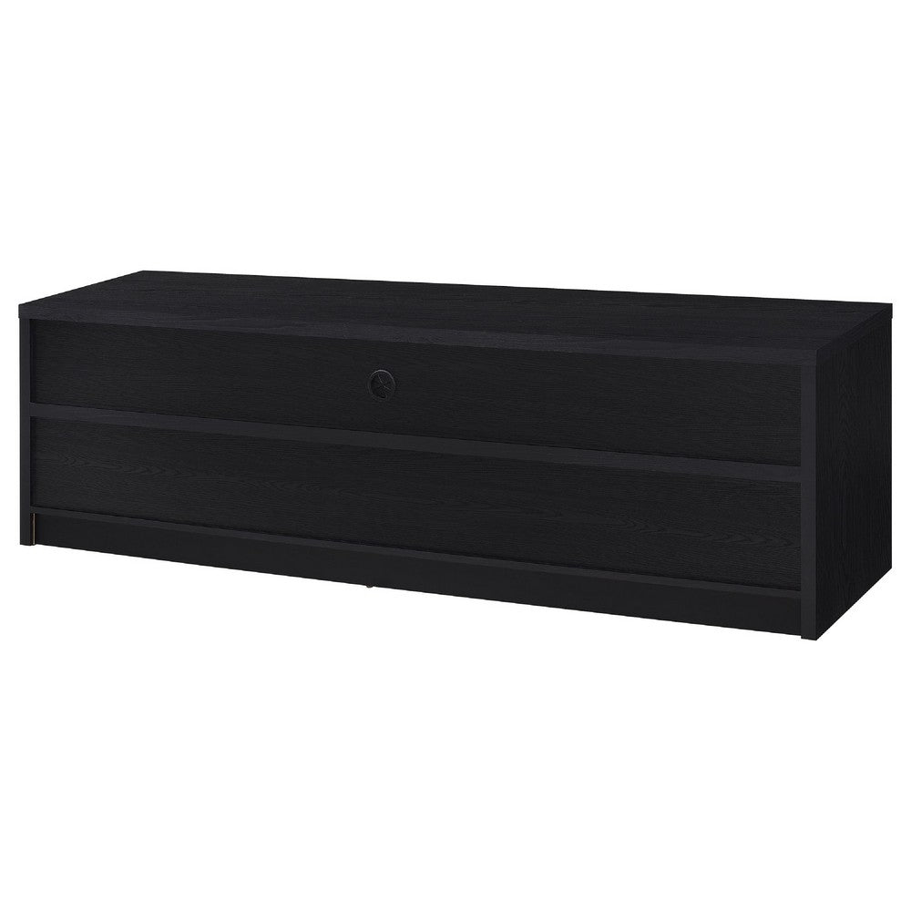 Rutvy TV St& Media Console with Open Shelves | Black Wood 78"
