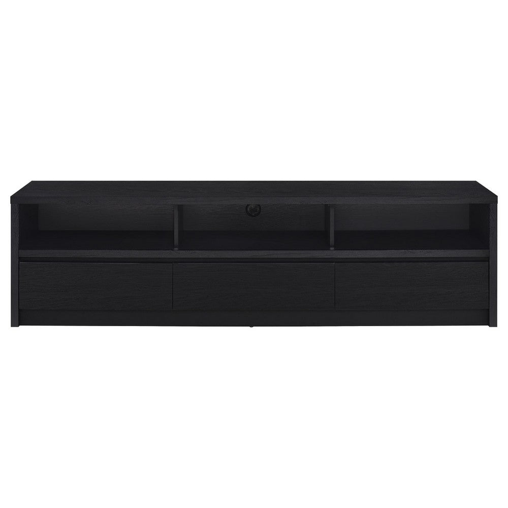 Rutvy TV St& Media Console with Open Shelves | Black Wood 78"