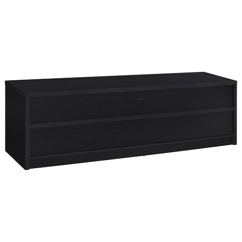 Rutvy TV St& Media Console with Open Shelves | Black Wood 78"