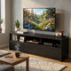 Rutvy TV St& Media Console with Open Shelves | Black Wood 78"