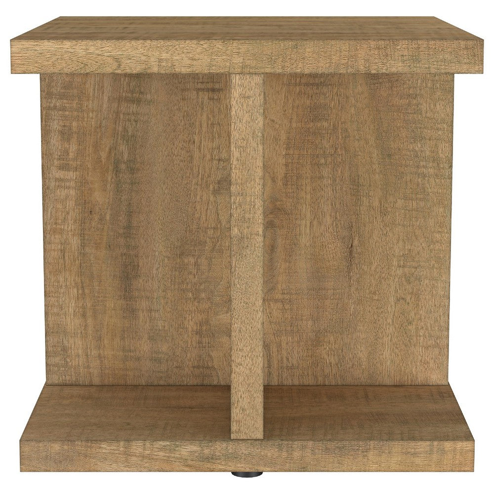 Chet Square End Table with Open Cube Base | Distressed Mango Wood 24"