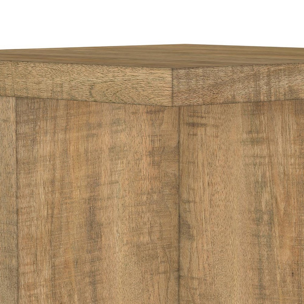 Chet Square End Table with Open Cube Base | Distressed Mango Wood 24"