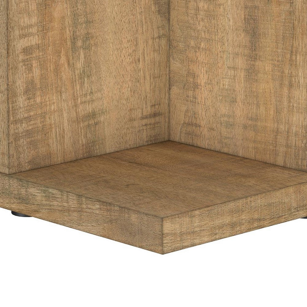 Chet Square End Table with Open Cube Base | Distressed Mango Wood 24"