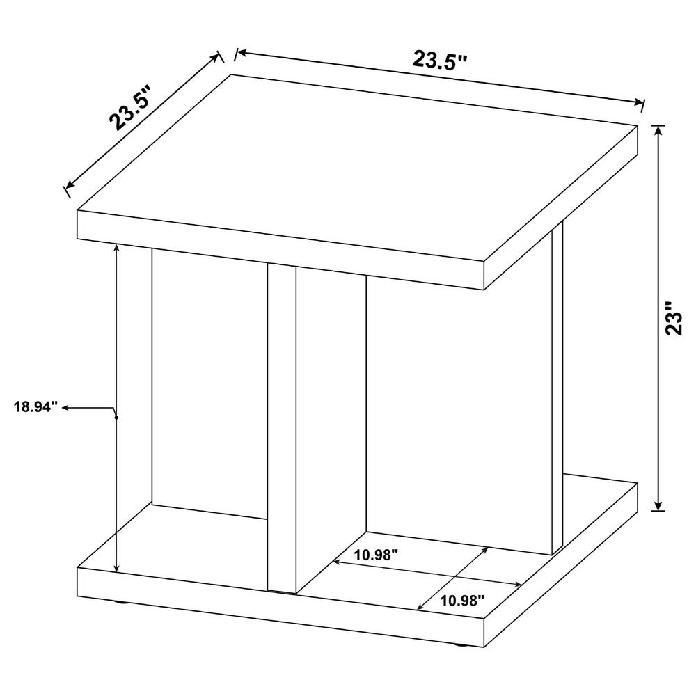 Chet Square End Table with Open Cube Base | Distressed Mango Wood 24"