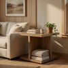 Chet Square End Table with Open Cube Base | Distressed Mango Wood 24"