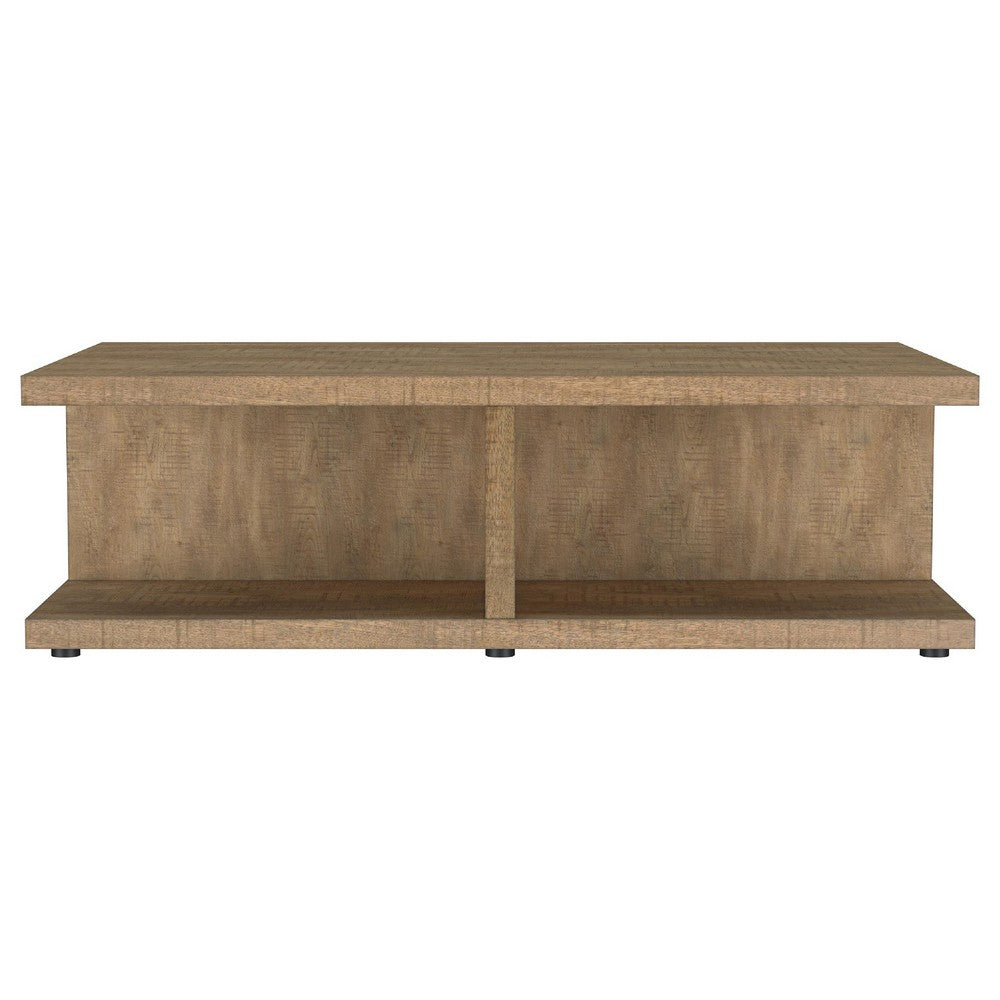 Chet Square Cocktail Coffee Table with Open Cube Base | Brown Wood 54"