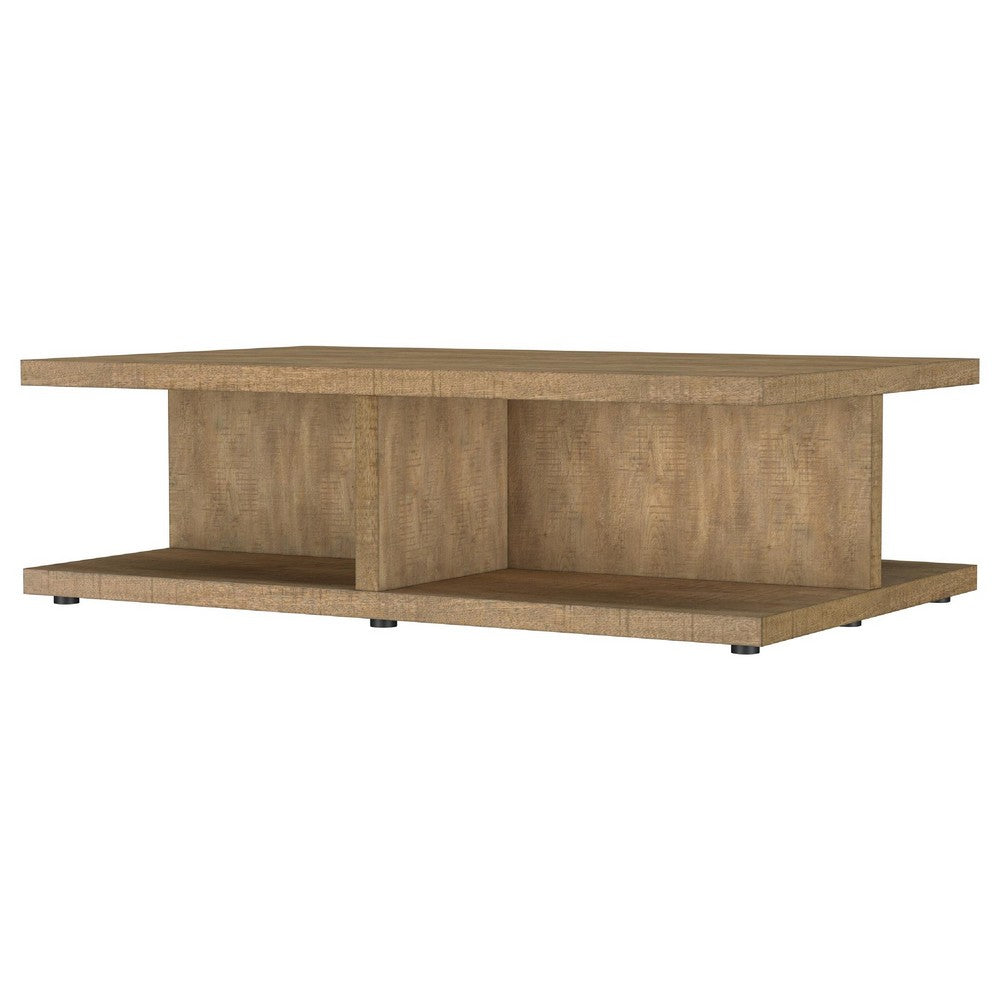 Chet Square Cocktail Coffee Table with Open Cube Base | Brown Wood 54"