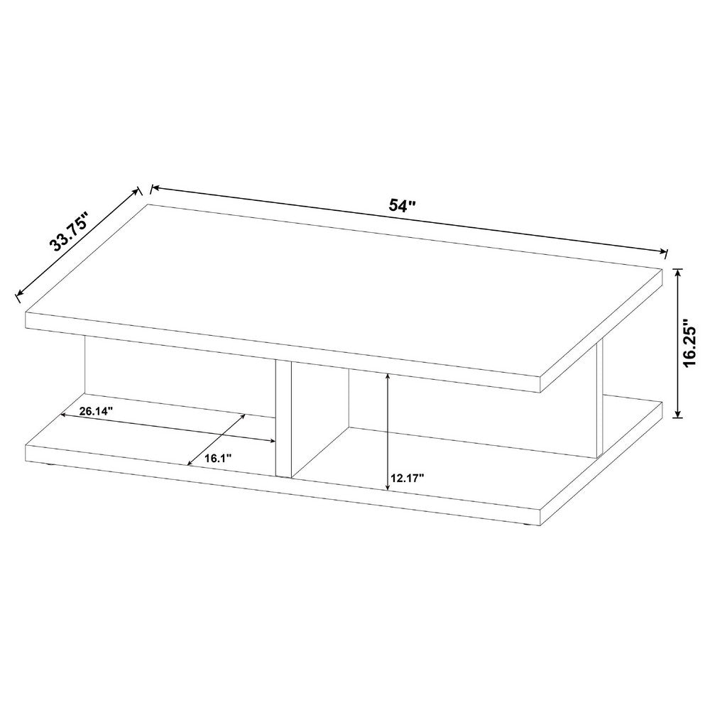 Chet Square Cocktail Coffee Table with Open Cube Base | Brown Wood 54"