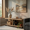 Chet Square Cocktail Coffee Table with Open Cube Base | Brown Wood 54"