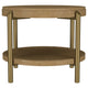 Fij Side End Table with Rattan Shelf | Brass Metal | Brown Wood 26"