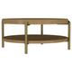 Fij Coffee Table | Natural Rattan Shelf | Brass Metal | Brown Wood 41"