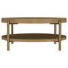 Fij Coffee Table | Natural Rattan Shelf | Brass Metal | Brown Wood 41"