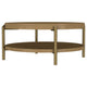Fij Coffee Table | Natural Rattan Shelf | Brass Metal | Brown Wood 41"