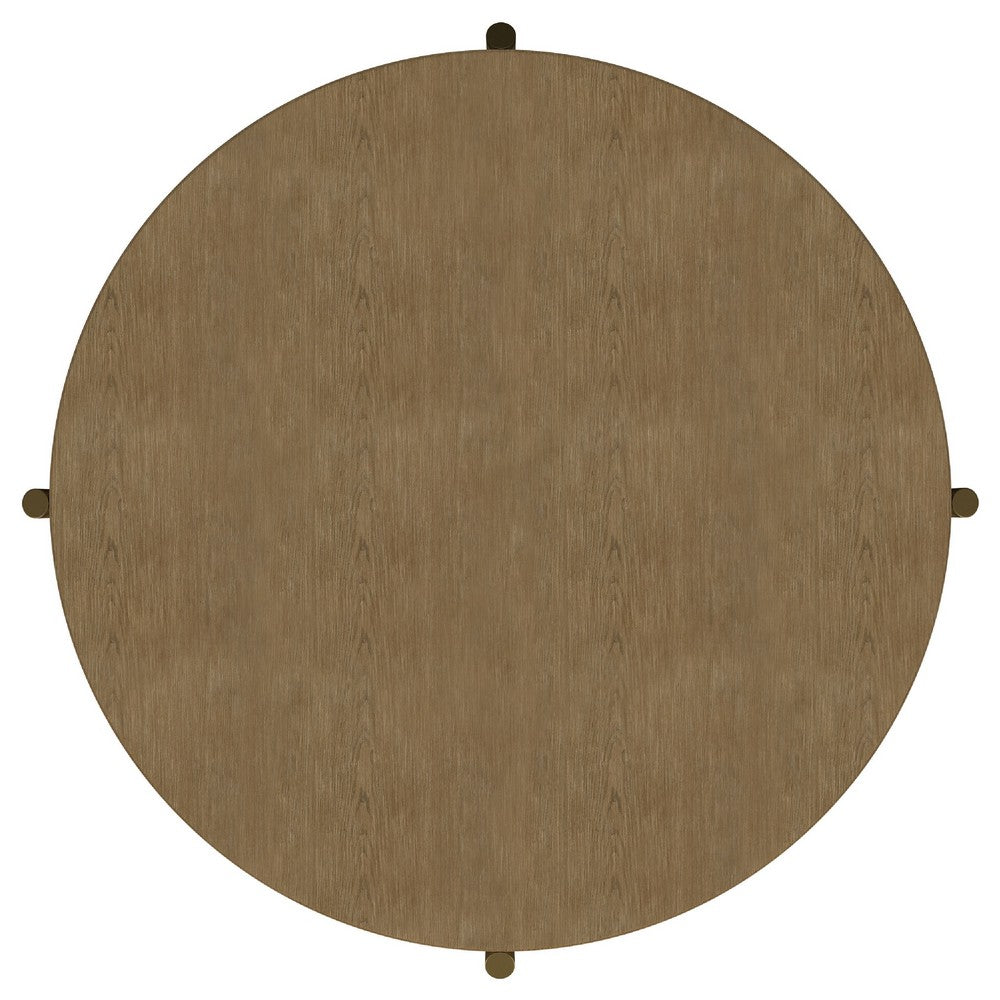 Fij Coffee Table | Natural Rattan Shelf | Brass Metal | Brown Wood 41"