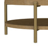 Fij Coffee Table | Natural Rattan Shelf | Brass Metal | Brown Wood 41"