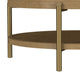 Fij Coffee Table | Natural Rattan Shelf | Brass Metal | Brown Wood 41"