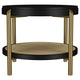 Fij Side End Table with Rattan Shelf | Brass Metal | Black Wood 26"