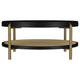 Fij Coffee Table with Rattan Shelf | Brass Metal | Black Wood 41"